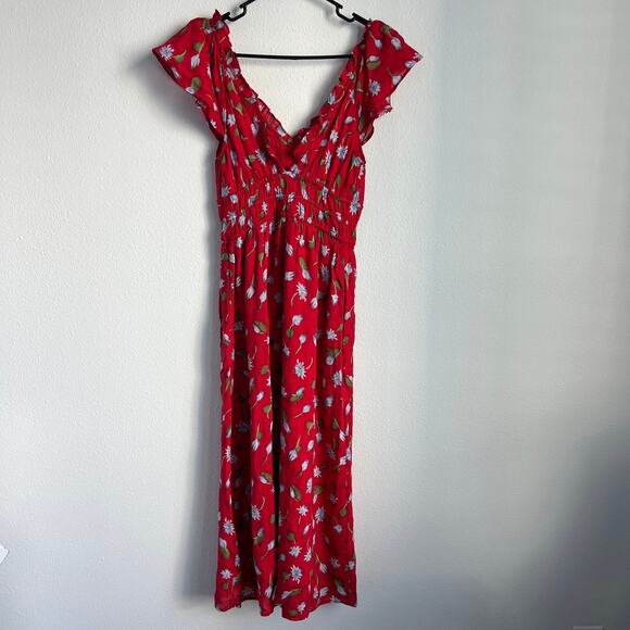 J Crew Palermo Dress In Ramie Dress XXS Floral Red - Picture 13 of 15